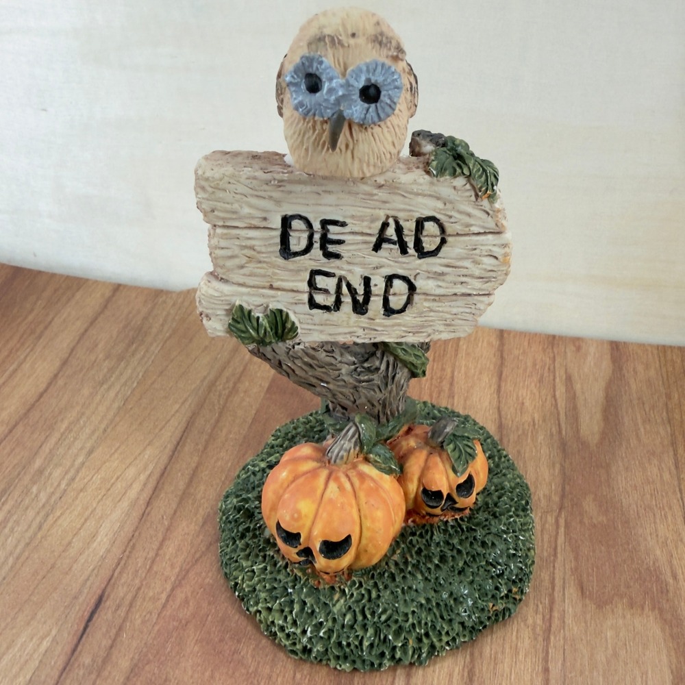 Halloween Owl Figurine Dead End Sign Jack O Lantern Pumpkins Decor 5 Inch